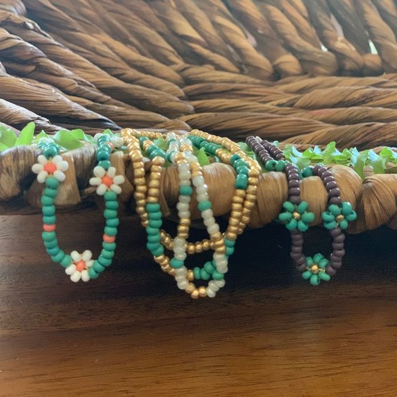 Boho Happy Daisy Bracelet -  Brown+Turquoise - Picture 2 of 4